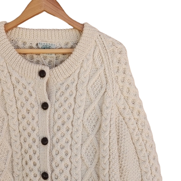 Vintage Sweaters - Blarney Woolen Mills Ireland Hand Knit Aran Cardigan Sweater 46 XL 1X